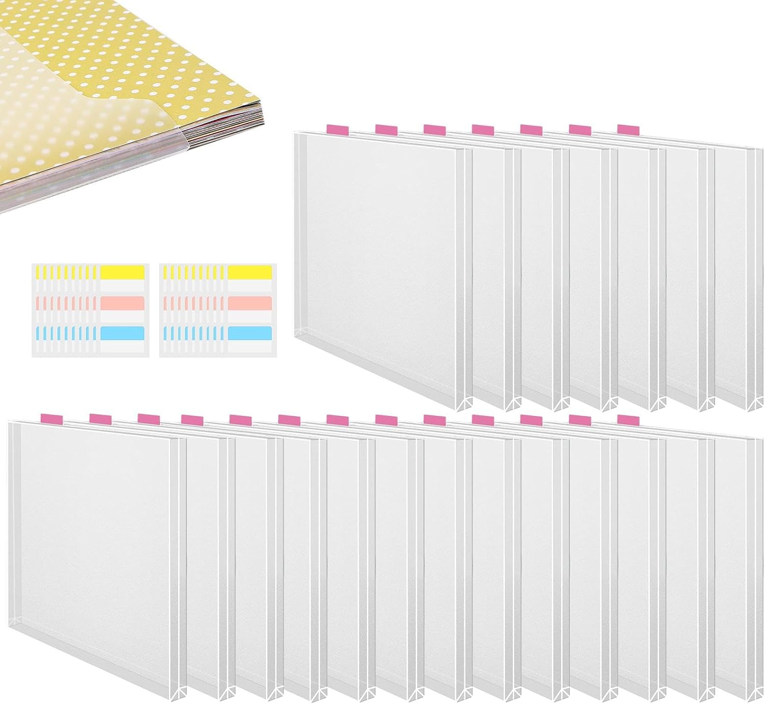 Scrapbook Paper Holder, 12 X 12 Scrapbook Paper Storage Organizer, Clear Scrapbook Holder Organizer, Scrapbook Paper Organizer, Clear Paper Holder Organizer with Sticky Index Tabs