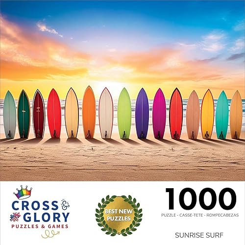 Miniatura 2 de Cross & Glory - Sunrise Surf - Rompecabezas de 1000 piezas para adultos  Obras de arte vibrantes de escena de playa  Idea de regalo única
