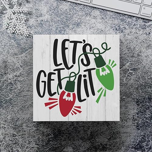 Miniatura 4 de Divertida decoración de Navidad con texto en inglés Lets Get Lit, decoración de Navidad, accesorios de escritorio para interiores, invierno,