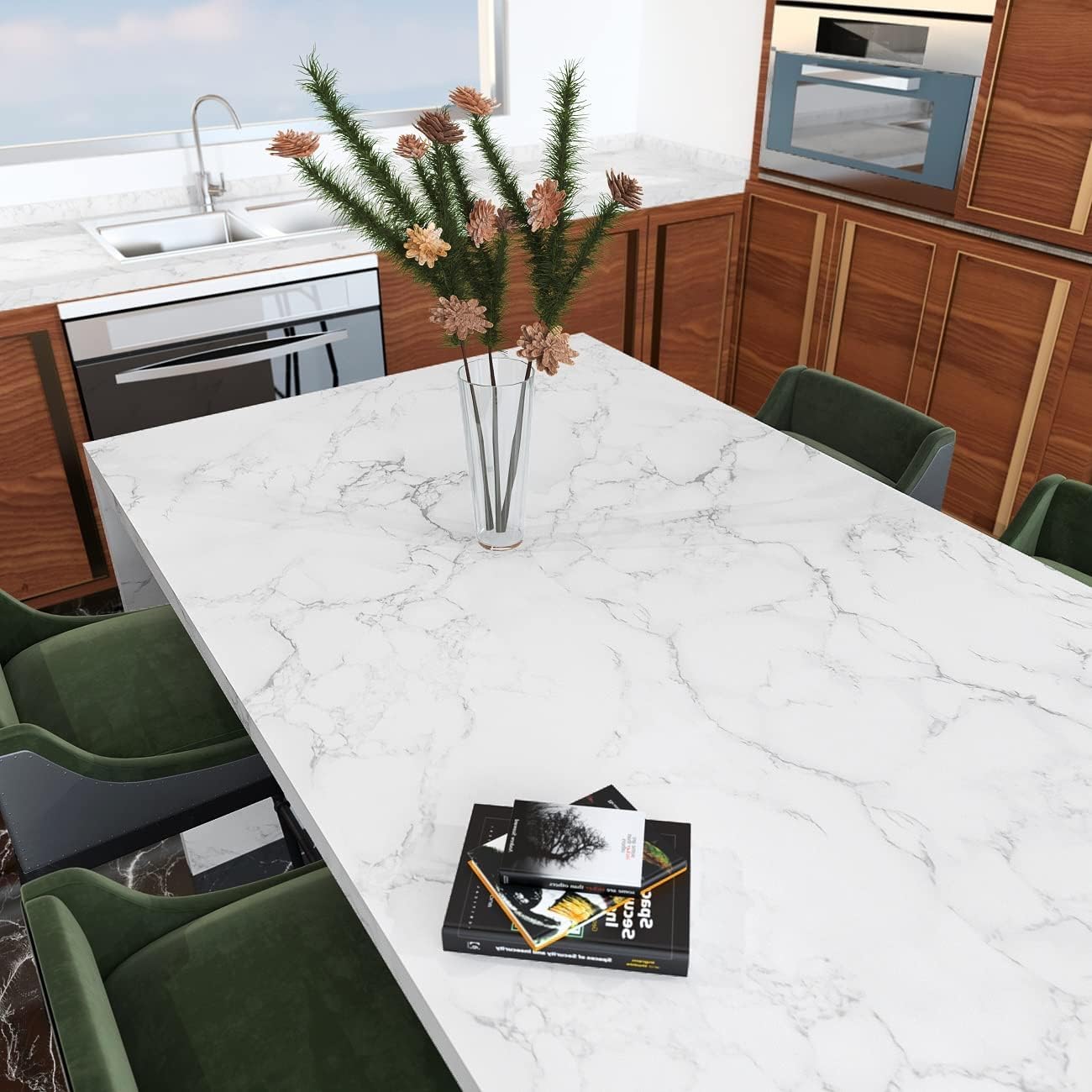 Decotalk 30"x400" Marble Contact Paper Peel and Stick White Marble Contact Paper Waterproof Marble Contact Paper for Counter Top Marble Wallpaper Removable Wallpaper for Bedroom Marble Vinyl Wrap