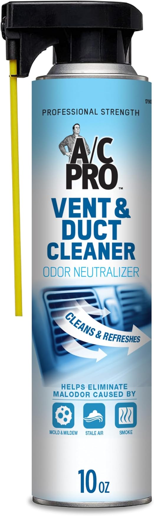 InterDynamics Certified A/C Pro Vent and Duct Cleaner, Professional Strength Odor Eliminator for Cars, Truck, HVAC, 10 Oz