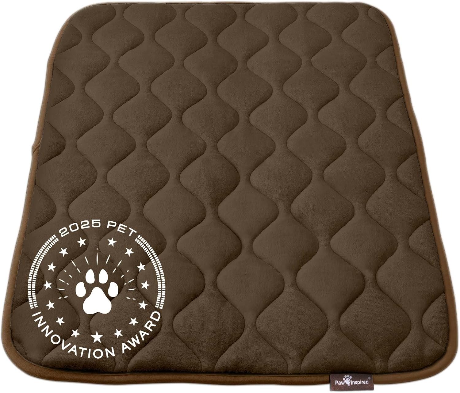 Paw Inspired Washable Padded Crate Mats for Dogs | 35” x 22” Pad, Fits 36-inch Kennels | Leakproof, Waterproof Bottom, Plush Pet Beds (Dark Brown)