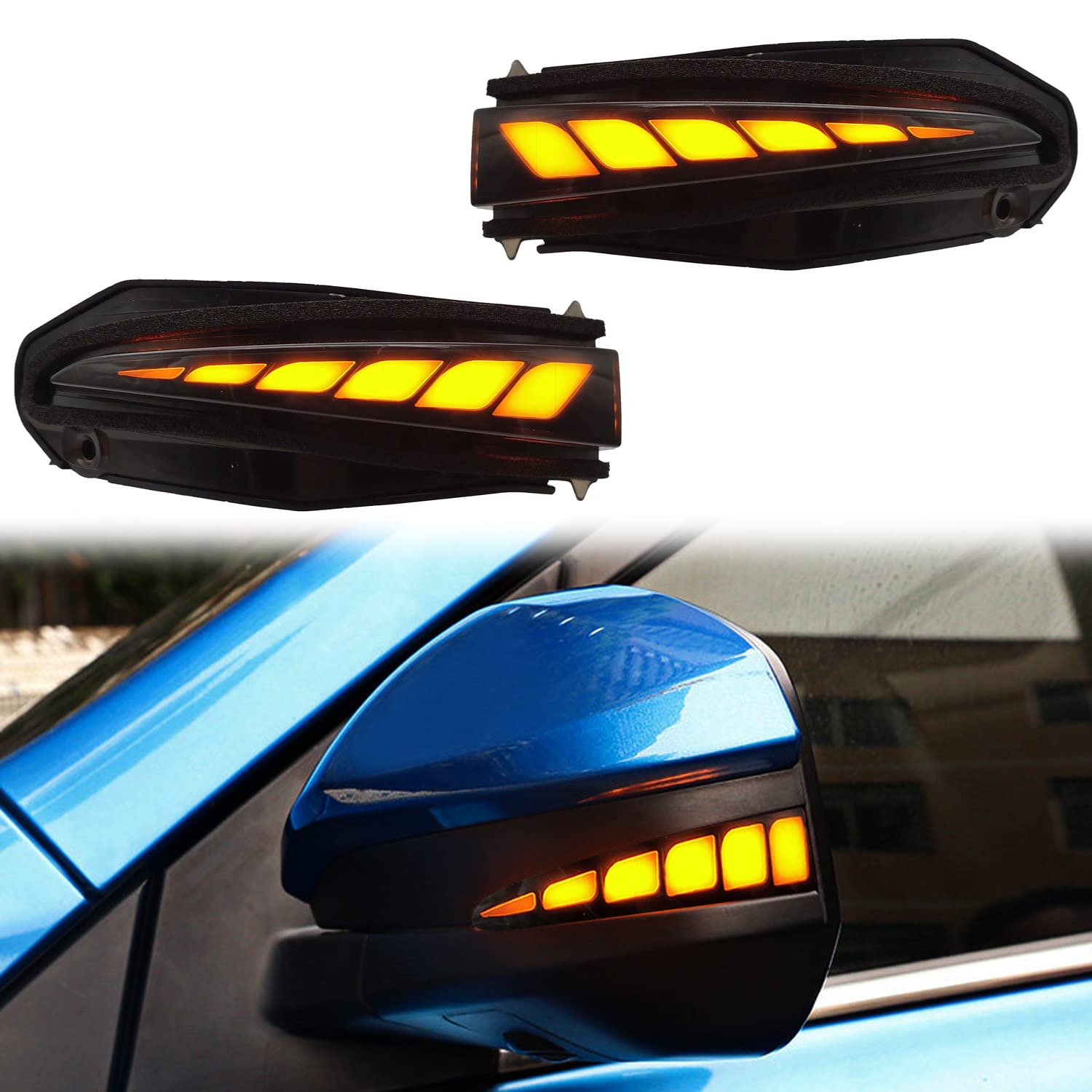 HIGH FLYING 1 Pair Mirror Indicator Lights Blinker Sequential Dynamic LED Turn Signal Lights for Toyota 4Runner TRD 2014-2021, Highlander 14-19, RAV4 13-18 (Type B)