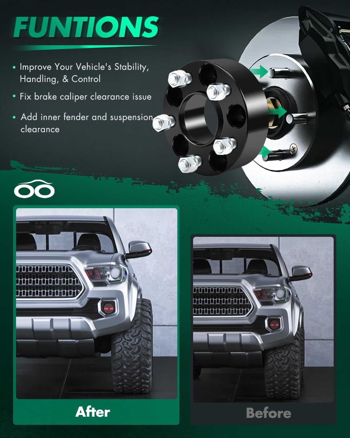 SCITOO 4pcs Wheel Spacers 2" 5x4.5 Bore 71.5mm Studs 14x1.5 5Lug Wheel Spacers Adapters Fit for for Ford for Mustang for Lincoln Aviator - Image 5