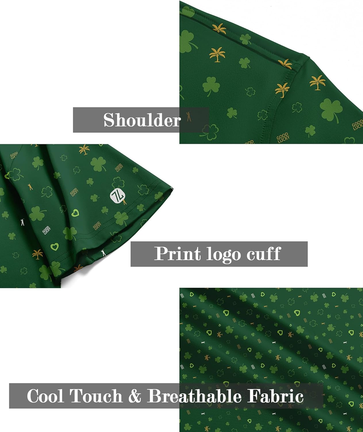 ZITY Mens Golf Shirt Short Sleeve Moisture Wicking Performance Daily Casual Print Patterns Collared Golf Polo Shirts for Men - Image 5