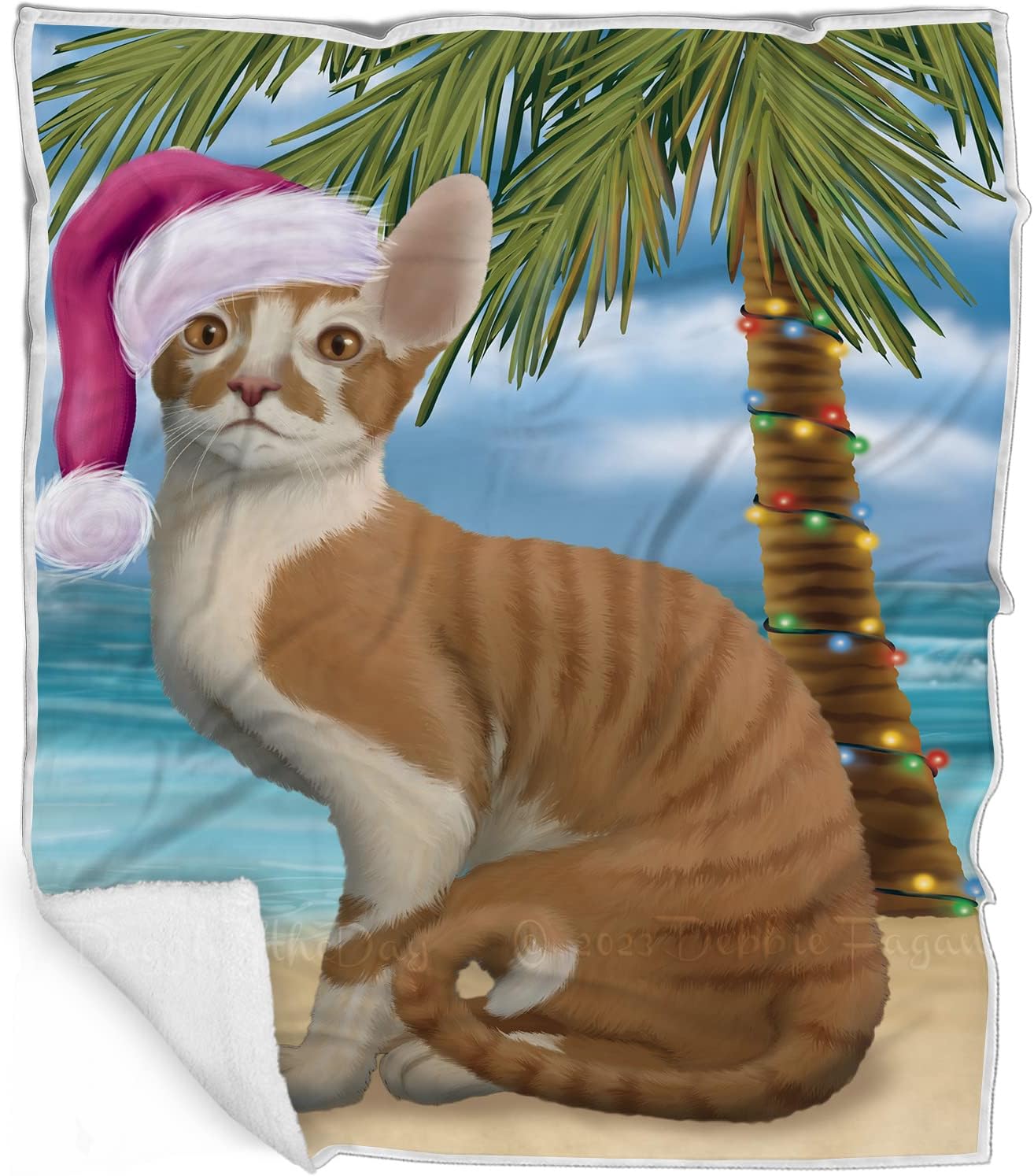 Doggie of the Day Cornish Red Cat Blanket - Christmas Summertime Beach - Super Soft & Warm Pet Theme for Sofa or Bed, Warm Fleece, Sherpa or Woven Material, BLNKT87636 (30x40 Fleece)