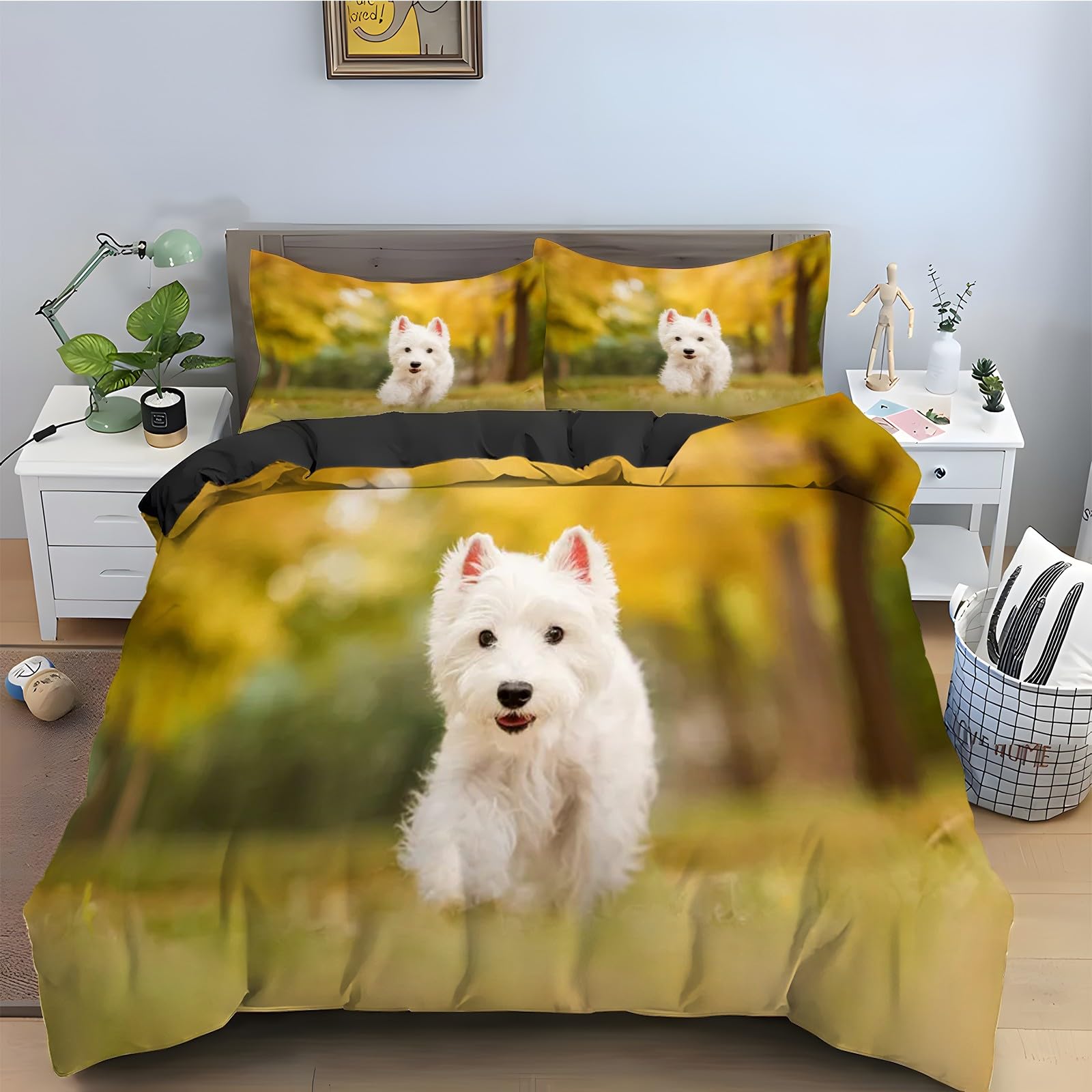 Housse de couette chien 160x200 fermeture eclair pour un lit facile a border
