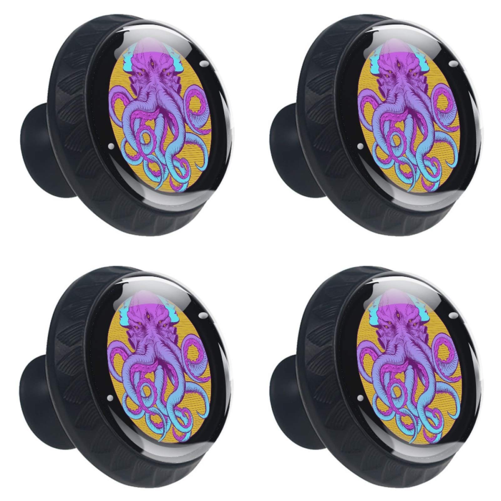 Boutons de meuble pieuvre en verre d'art déco chic poignée placard luxe 30mm