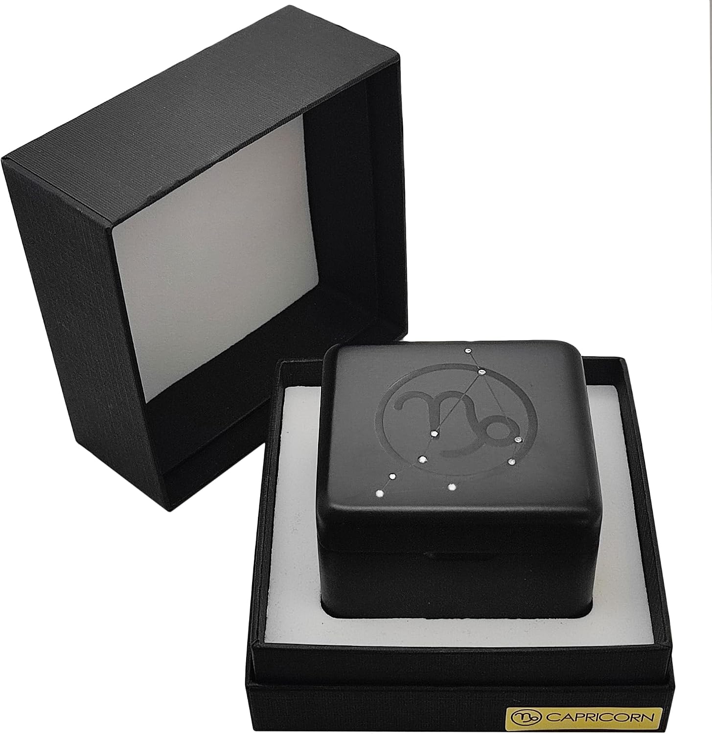 Mini Constellation Vintage Music Box with Photo Frame, Star Map of the Night Sky with Diamond,18 Note Wind Up Signs of The Zodiac Gift for Christmas/Birthday/Valentine's Day (Capricorn)