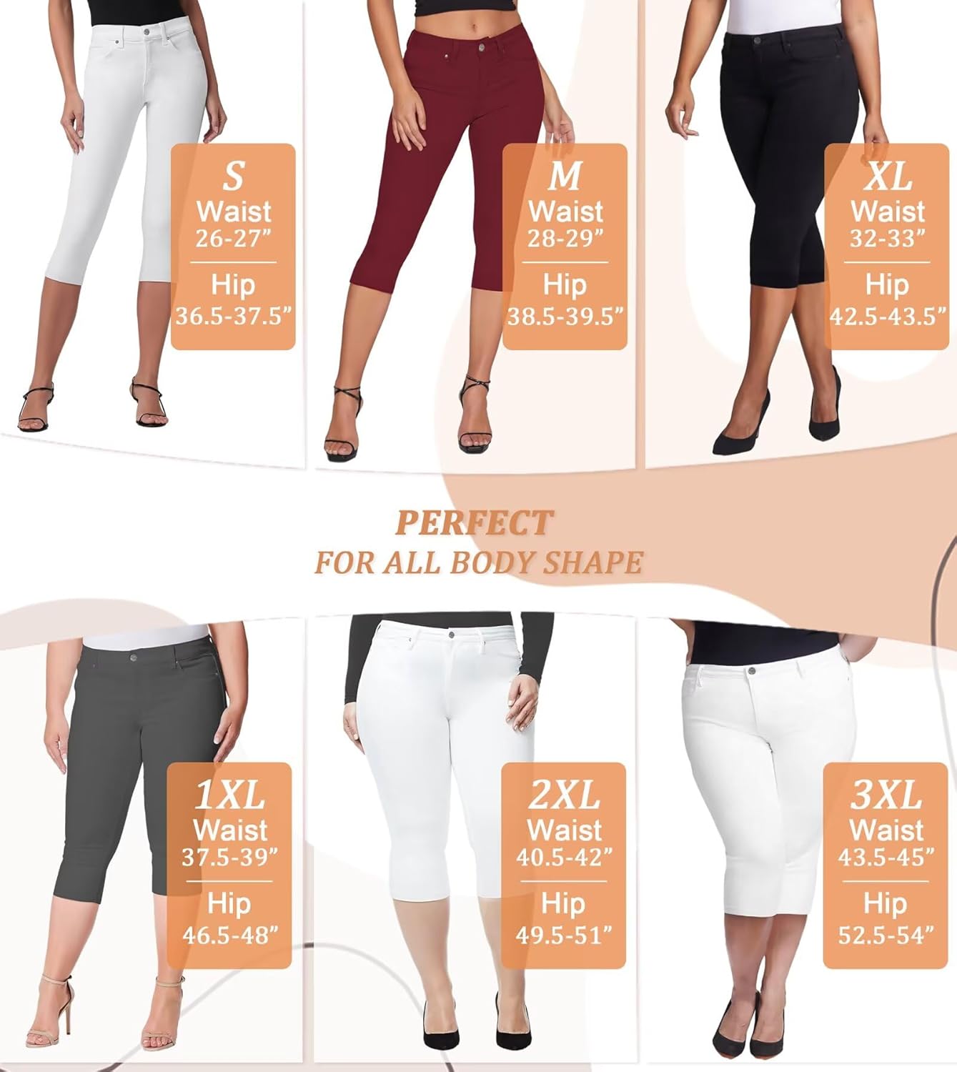 Hybrid & Company Women's Ultra Stretch Mid Rise Skinny Capri Pants with Pockets - Image 5