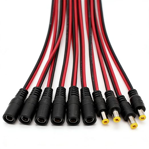 5 pares cable pigtail DC 18AWG conector 5.5x2.1mm miniatura 7