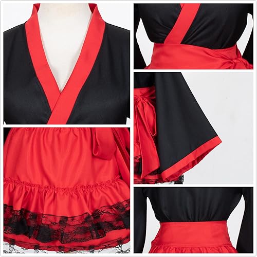 Miniatura 5 de Disfraz de anime japonés rojo y blanco Kimono Fox Cosplay con calcetines