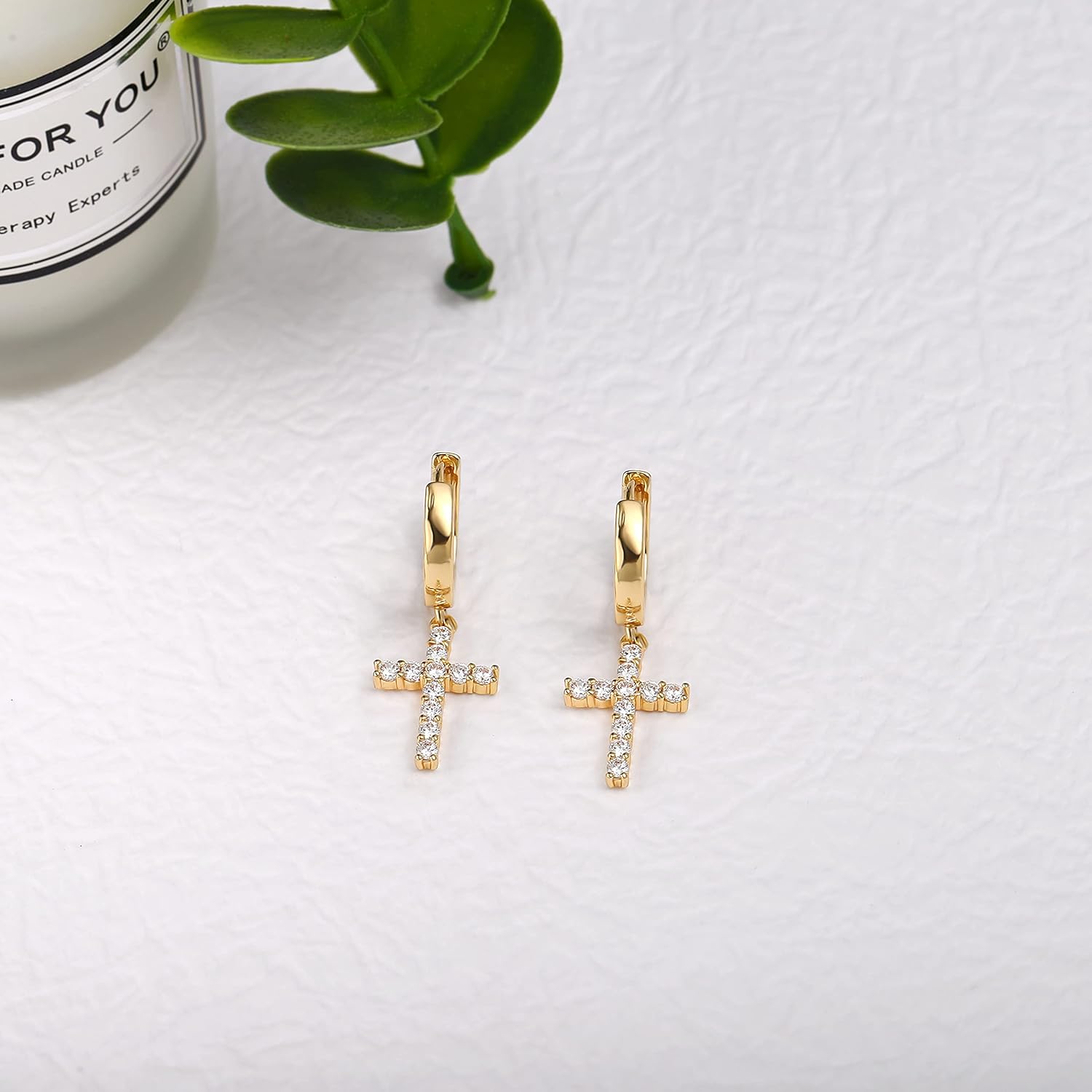 Miniatura 8 de JWEIWENCAY Pendientes de aro chapados en oro de 18 quilates para mujer