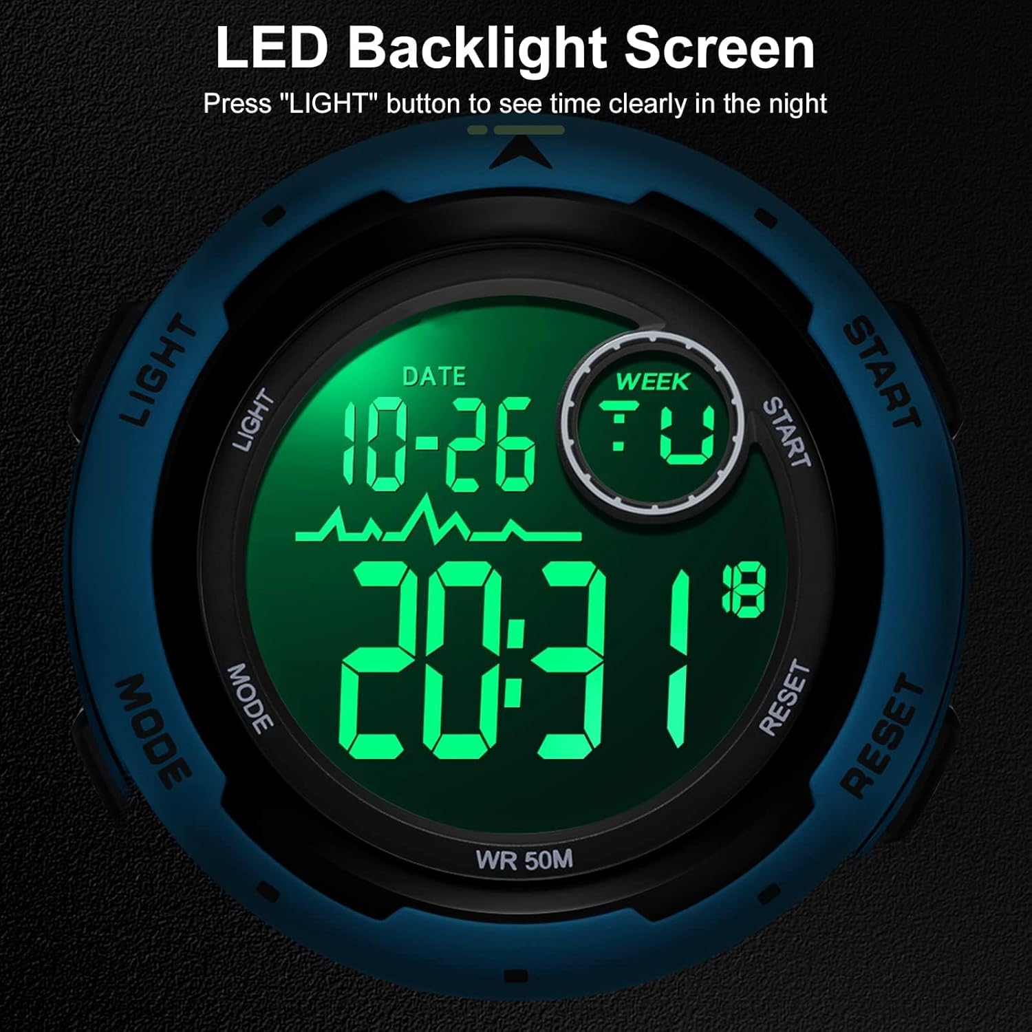 findtime Men's Digital Watch Waterproof Sports Watches Tactical Military Stopwatch Alarm 12/24H Outdoor Mens Wristwatch for Running Swimming Relojes para Hombres - Image 6