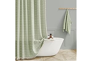 Boho Shower Stall Curtain - 36 x 72 Inches, Half-Size Heavyweight Linen Shower Curtain