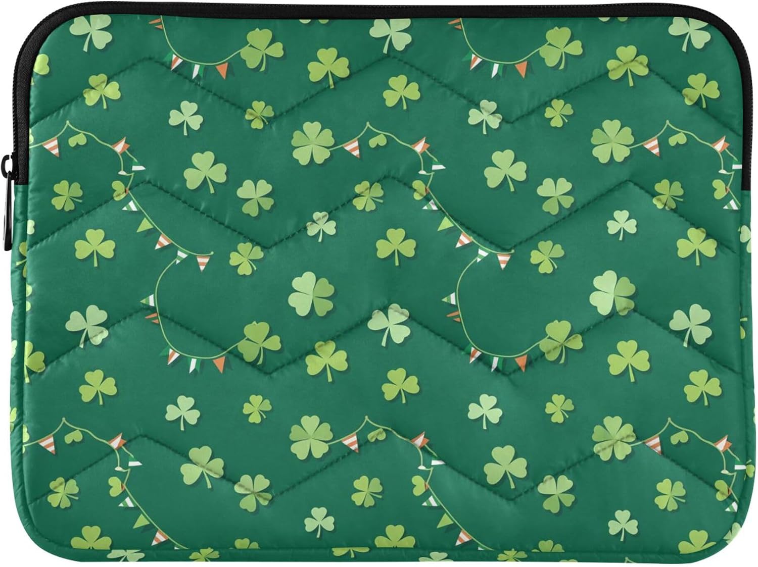 St Patrick's Shamrock Laptop Sleeve Case with Zipper, 13-13.3 Inch Shockproof Waterproof Portable Computer Bag, Protective Laptop Case for Business Travel Office