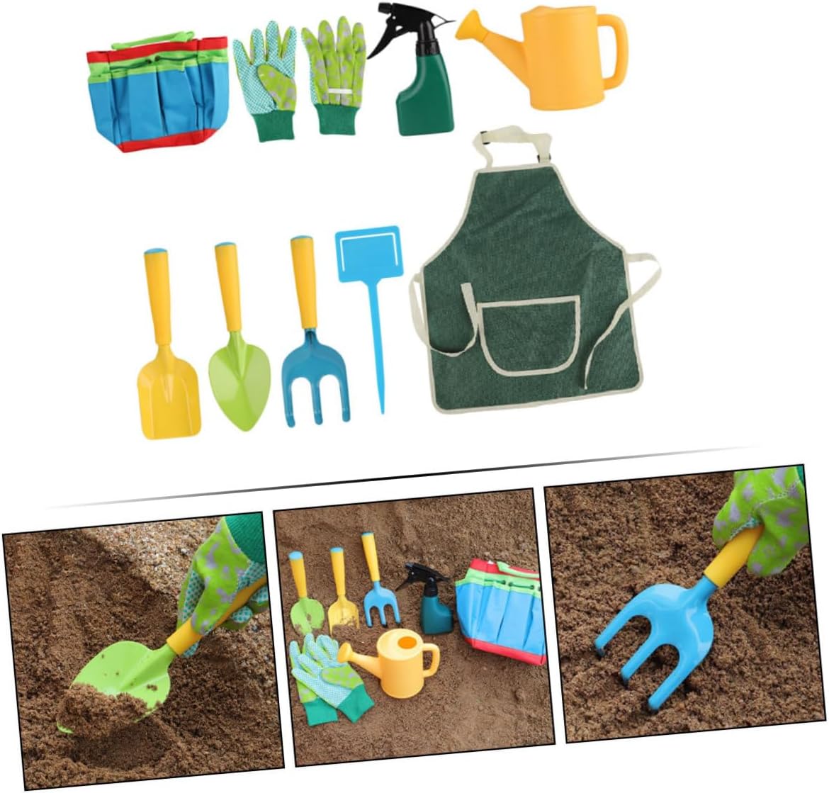 1set Boy Girl Gardening Tool Garden Tools for Boy Girl Includes Watering Can Shovel Rake and Apron Activity for Boys and Girls