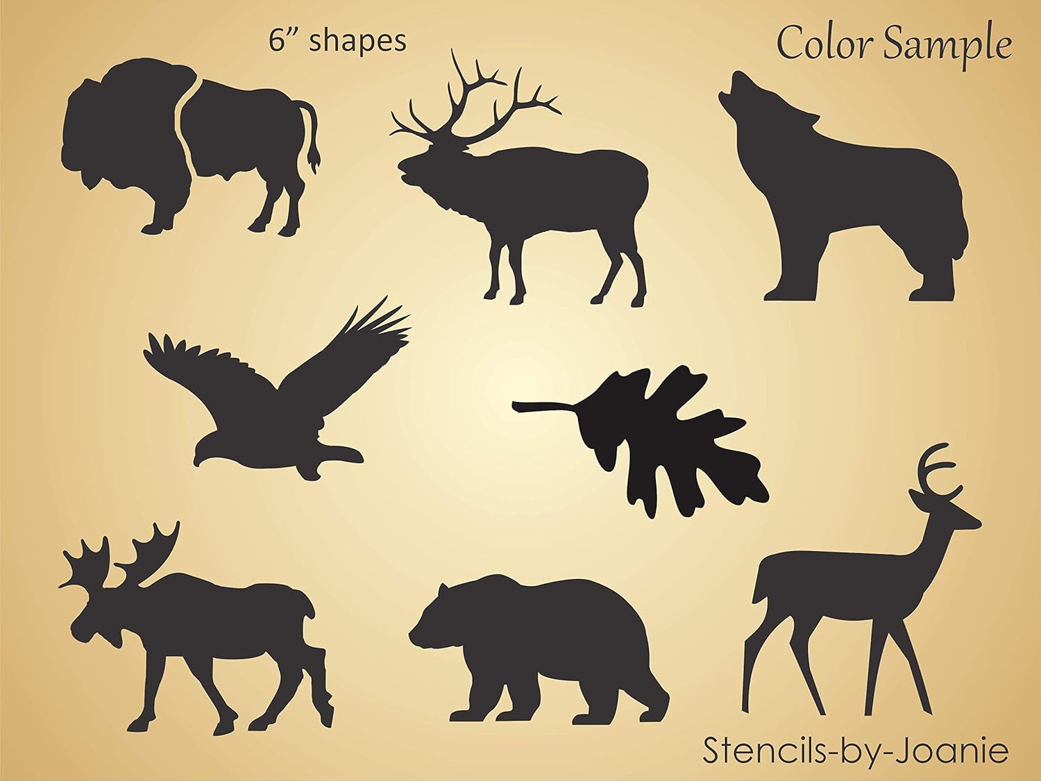 3 pc. Stencil Set Lodge Animals Bear Wolf Deer Moose Bison Elk Eagle Rustic Cabin Signs (6" Shapes)