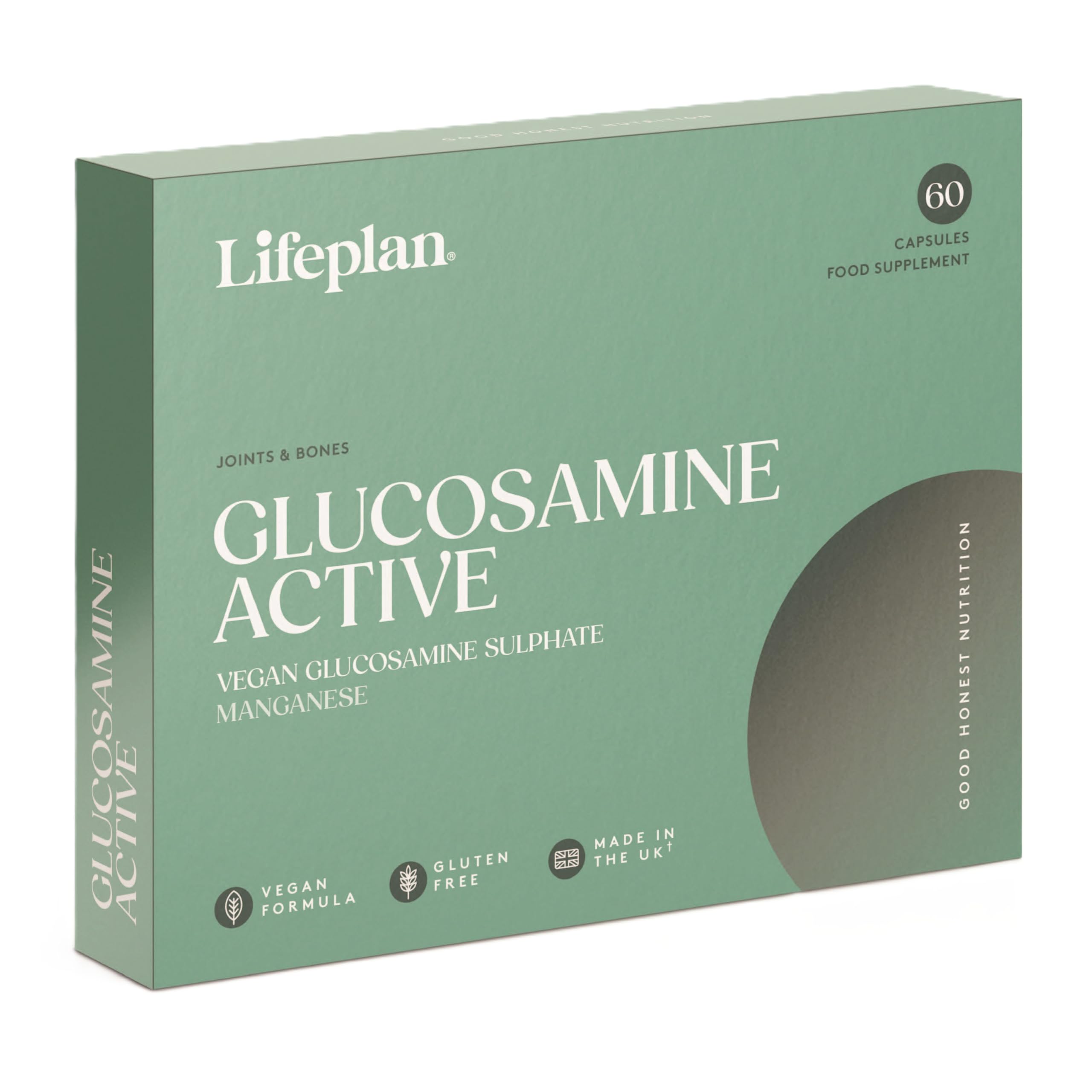 LIFEPLAN Glucosamine Active 60 Capsules – Glucosamine Supplement – Joint, Cartilage & Mobility Support – 81.66g