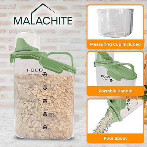 Miniatura 4 de Paquete de dos contenedores de almacenamiento de alimentos y cereales, contenedor organizador de cocina de plástico hermético de 2.6 L con boquilla