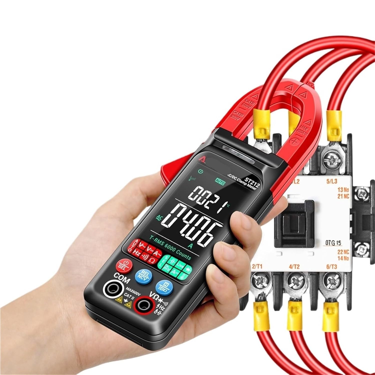 ST212 Clamp Multimeter 400A Ammeter 6000 Counts Meter 600V Voltmeter Test Car Amp Hz Capacitance Ohm Tester Tools(ST212 Black with Box)