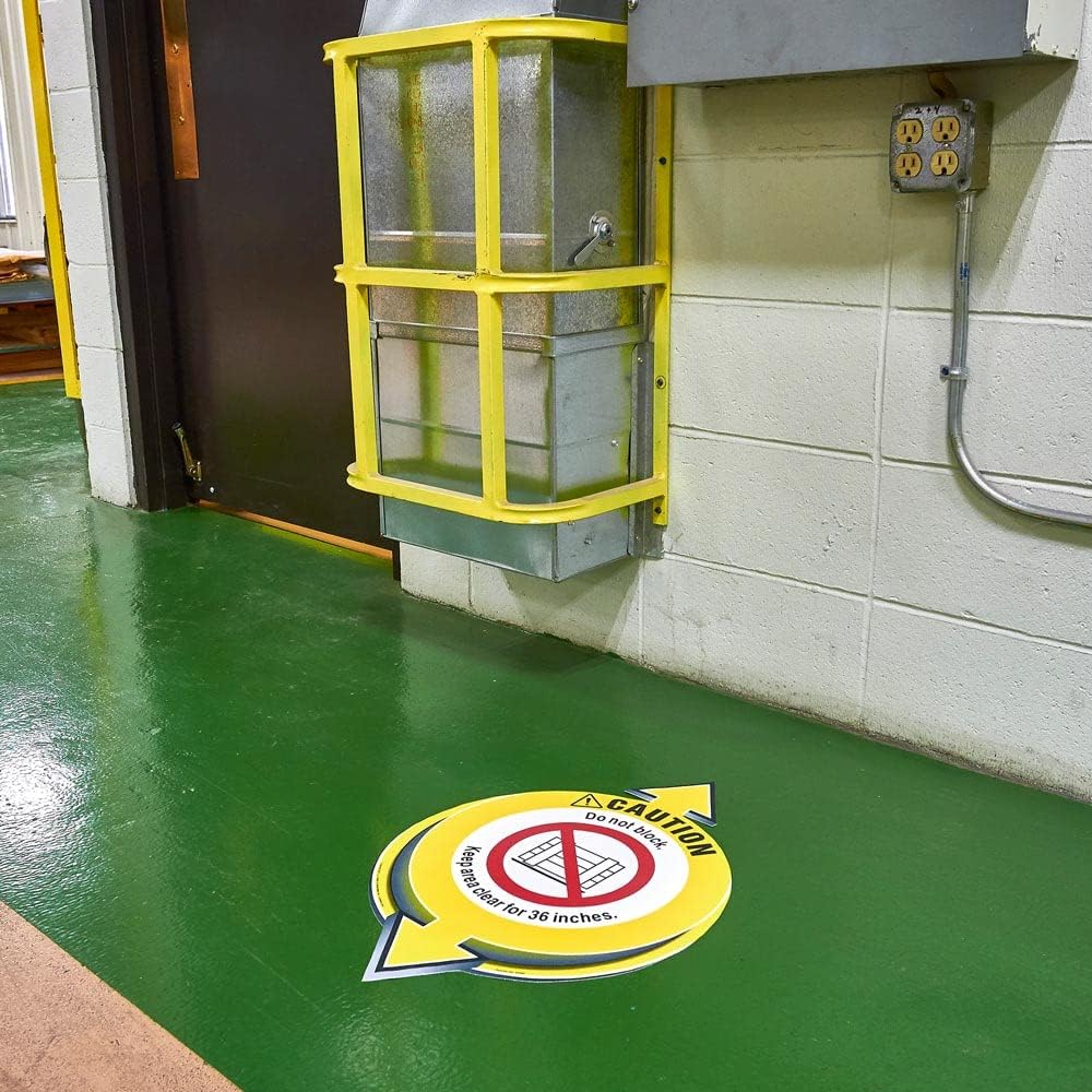 Caution: Do Not Block; Keep Area Clear for 36 Inches 3D Floor Decal - 16" x 24" Textured, Anti-Slip, Waterproof Removable Self Adhesive Floor Vinyl for Indoor Use, J. J. Keller & Associates, Inc.