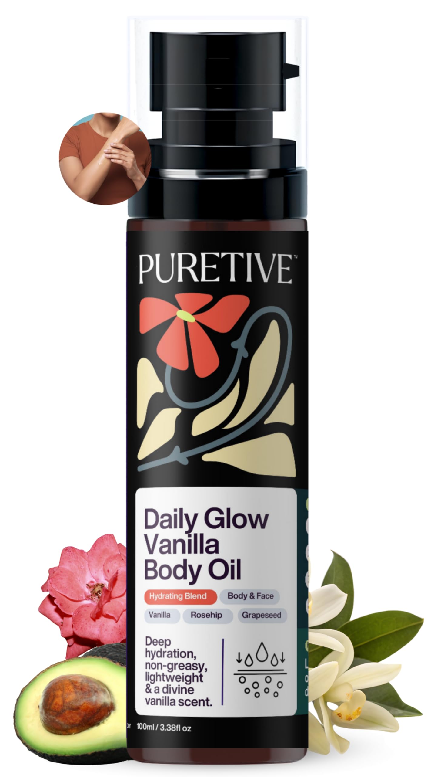 Sponsored Ad - Daily Glow Body Oil | Fast-Absorbing Non-Sticky Moisturizing Body Oil for Winter Dry Skin | Rosehip, Avocado, Grapeseed | Deep Hydration for Radiant, Soft & Smooth Skin | Warm Coffee Vanilla Aroma (100ml)