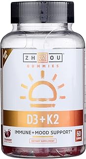 Zhou Nutrition, K2 + D3, Strawberry, 60 Vegan Gummies