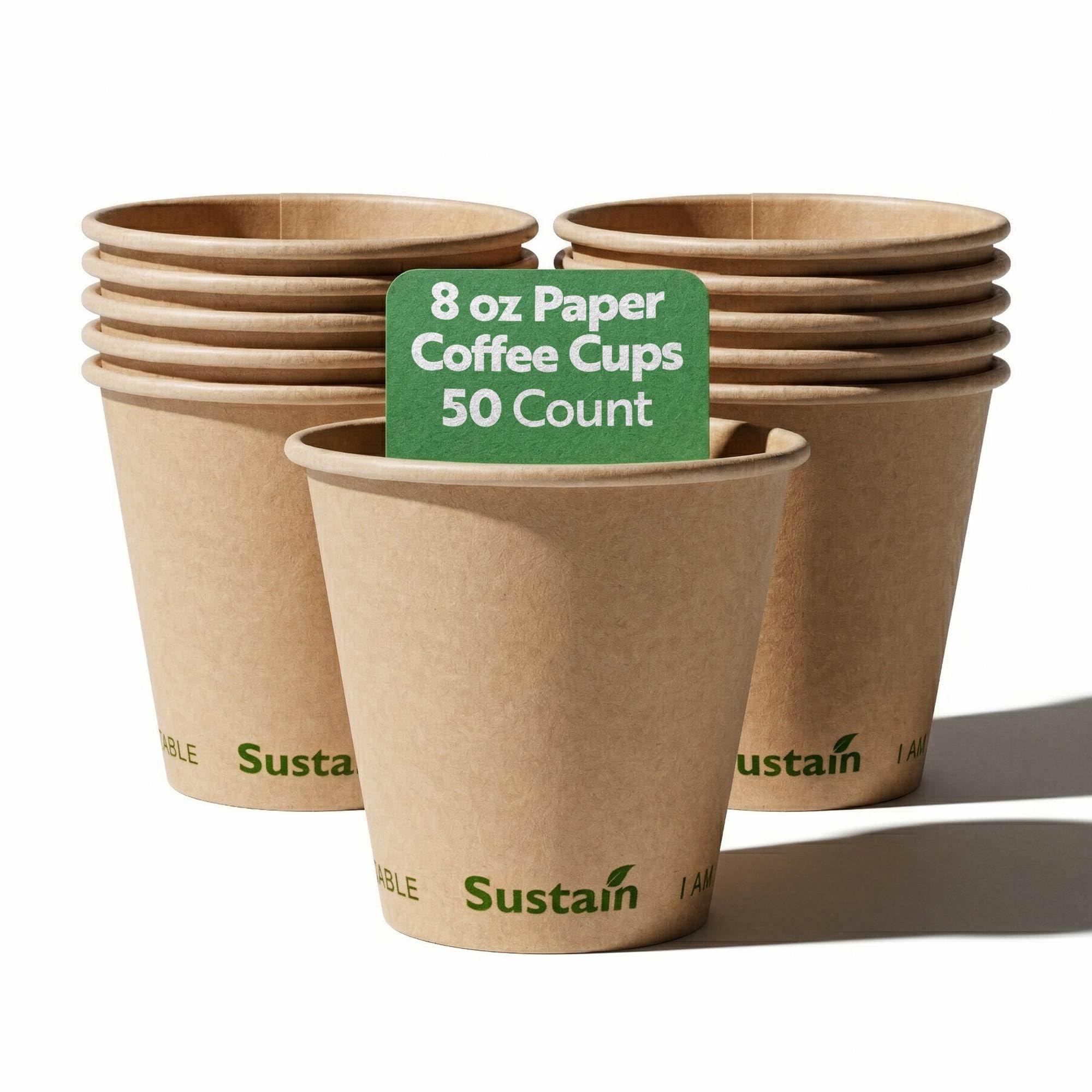 Restaurantware Coffee Cup 50 Count 8 oz Paper PLA Lined Disposable Cup Leak-Resistant Kraft For Hot Beverages In Coffee Shops