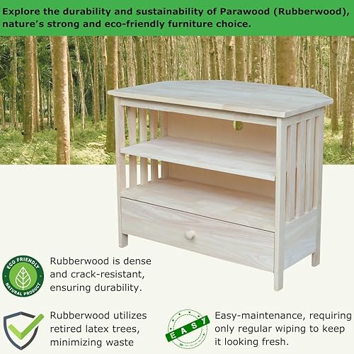 Miniatura 3 de IC International Concepts, Mission Corner Enteinment / Soporte de TV, madera auténtica maciza, madera de parawood resistente, 35 x 24 x 29, montaje