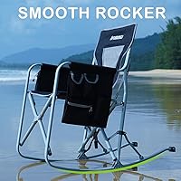 Vista 7 de FUNDANGO Mecedora de camping para adultos, mecedora portátil de gran tamaño plegable al aire libre con enfriador y bolsillo lateral para exterior