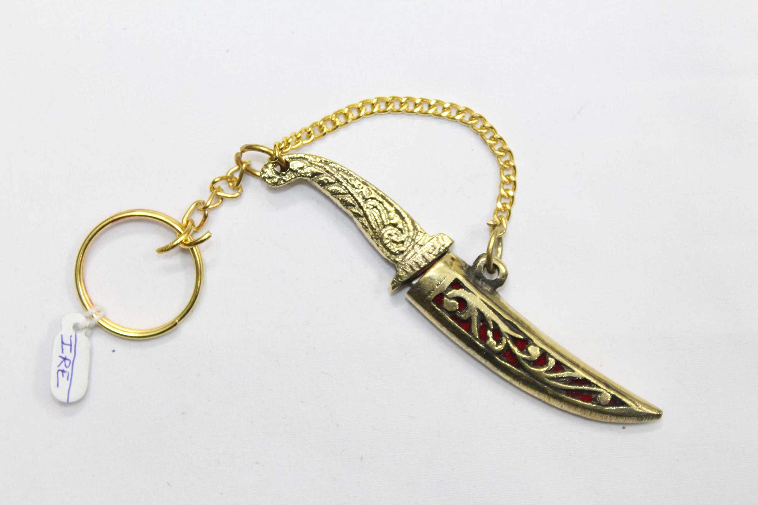 PH Artistic Brass Handle Pocket Keychain Key Chain 3.5 Inches Long,Gold