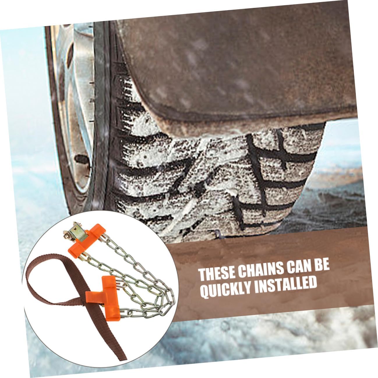 Car Snow Chains Anti-skid Tire Chains Universal Fit for Small Cars and Suvs Medium Size Reusable Emergency Traction for Winter Snow and Ice Driving