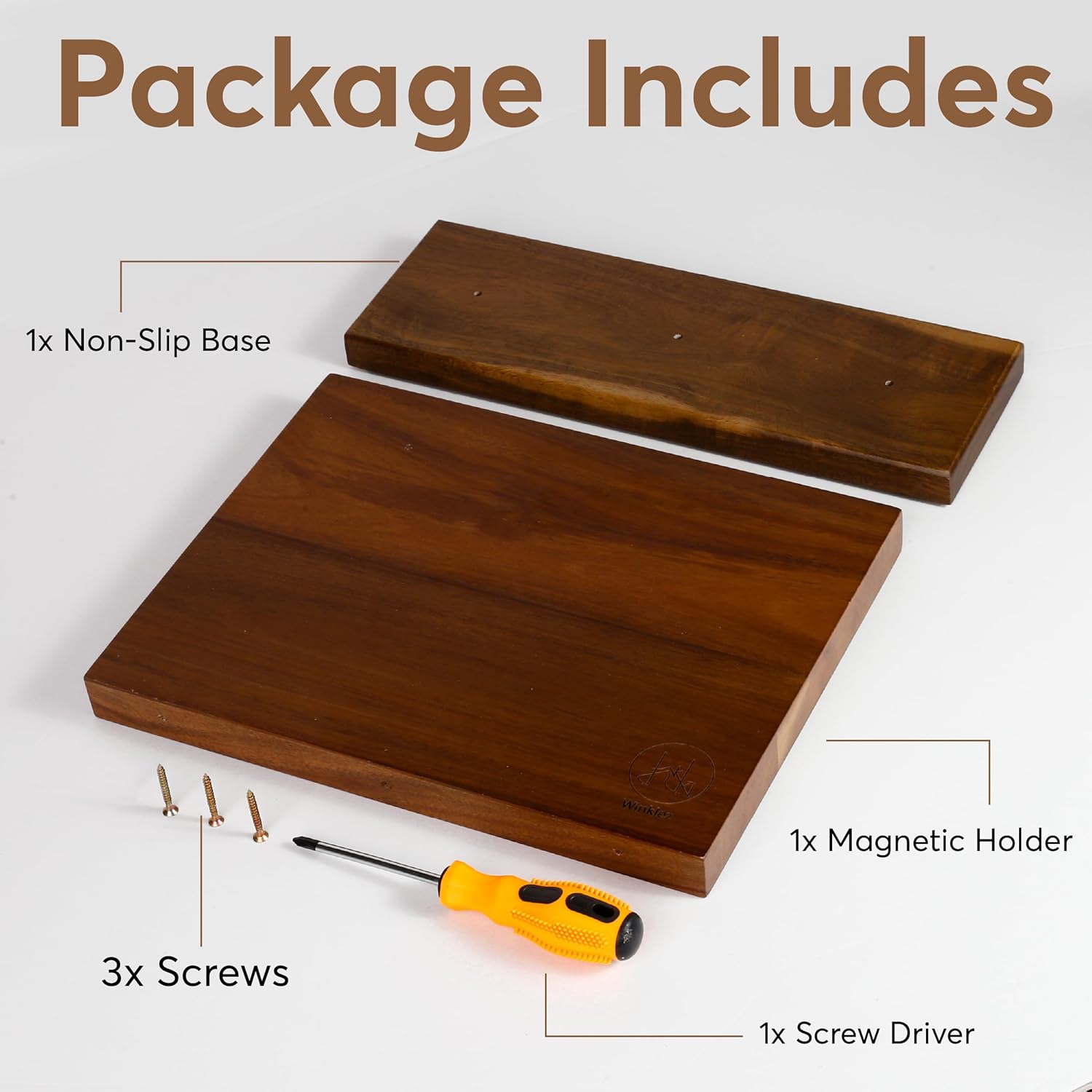 Magnetic Knife Block, 12 x 10 Inches – Strong Double-Sided Magnetic Knife Holder, Acacia Wood Knife Holder for Kitchen Counter, Multifunctional Storage for Home Kitchen (Brown)