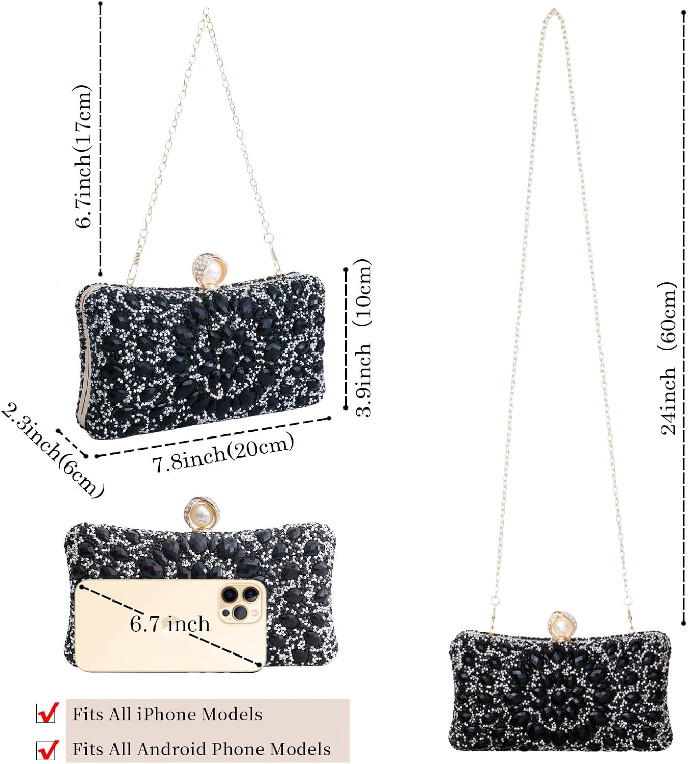 Sparkly Women's Evening Clutch Purses Rhinestone Bag Luxury Handbags For Weddings Formal Prom Party - Image 4