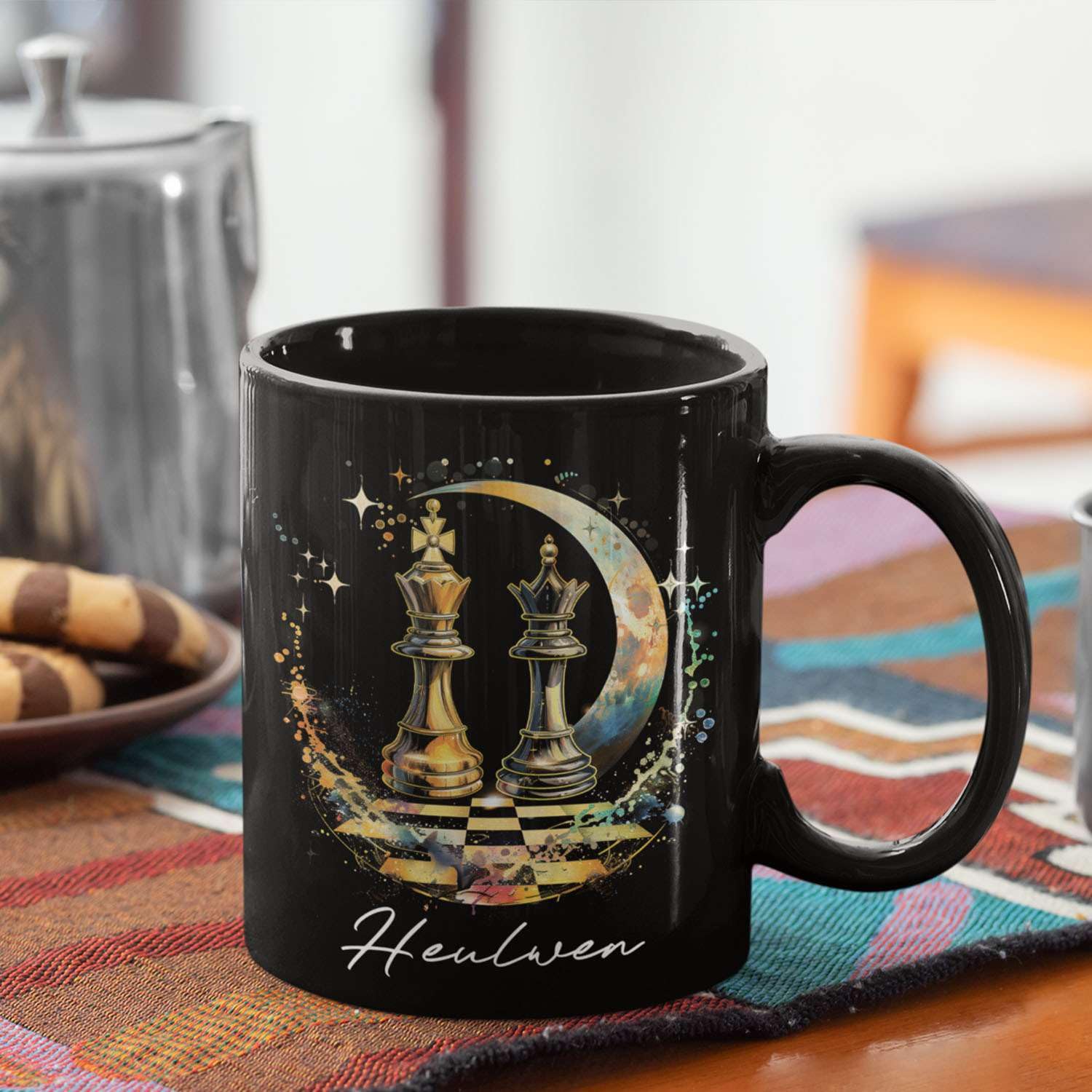 Amazon.com: Mystical Crescent Moon Cup, Custom Name Chess Coffee Mug 11oz  15oz, Personalized Chess King And Queen Black Cup, Celestial Themed Ceramic  Mug, Gifts For Men, Women : Everything Else