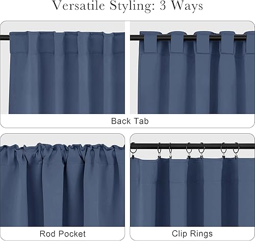 Miniatura 155 de PONY DANCE - Cortinas opacas aisladas térmicamente, set de 2 cortinas opacas con bolsillo para barra / pestaña trasera, paneles de cortinas opacas,