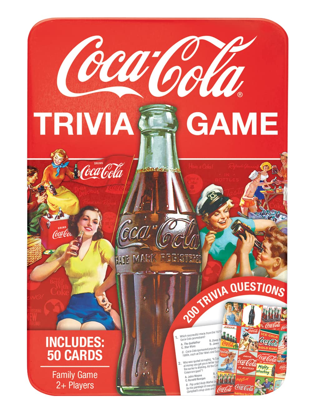 Masterpieces Coca-Cola Family Trivia Game - Collectible Tin, Coca Cola Collectibles - Ages 13+