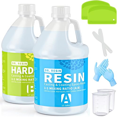 Kit de resina epoxi transparente de 1 galón, 2 partes de arte para manualidades, resina epoxica, apta para alimentos, capa de fundición