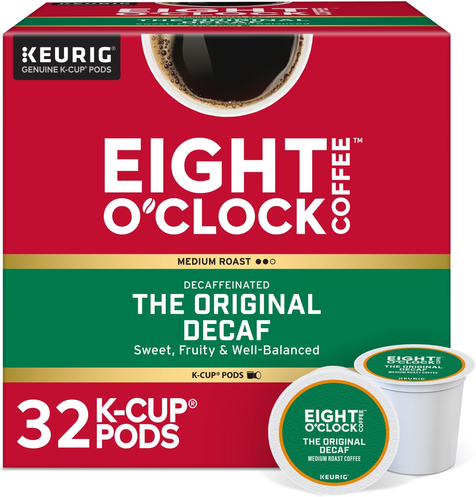 The Original Decaf, Single-Serve Keurig K-Cup Pods, Medium Roast Coffee Pods, 1 Count (Pack of 32)