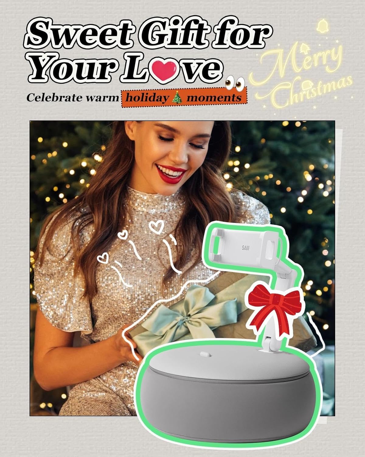 SAIJI Tablet Holder Pillow, Kindle Holder Compatible with 4.7-15.6” Kindle, Phone, Portable Monitor, 360° Adjustable Tablet Stand for Bed with Flexible Dual Axis Arm&Microbead Cushion (Grey) - Image 6