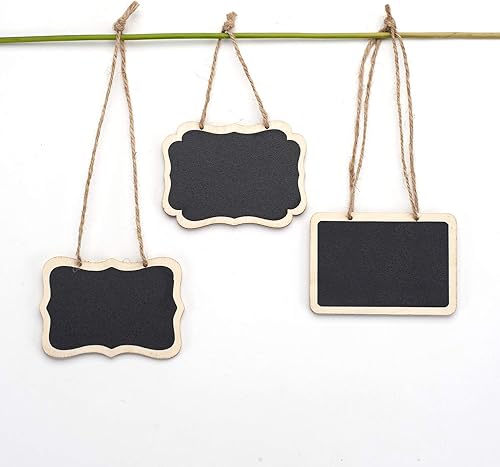 Miniatura 3 de Paquete de 16 etiquetas de pizarra colgantes para pizarra, etiquetas de pizarra de doble cara, etiquetas de madera para tablero de masaje, etiquetas