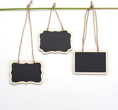 16 Pack Chalkboard Tags Hanging Chalkboard Signs, Double Sided Blackboard Tags Wooden Mini Massage Board Tags, Hanging Chalkboard Price Tags for Message Tags, Food Tags, Wedding Hanging Labels
