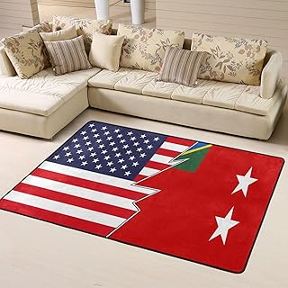 Temotu Province Flag and America Area Rug 63x48in Rugs for Living Room Indoor Floor Non-Slip Rug Washable Large Rug Indoor Decorative Carpet Yoga Floor Mat