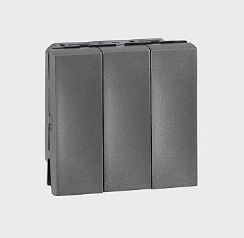 Legrand Arteor 1-Way Switch - 20 A, 250V AC - 3-Gang - 2 modules (Magnesium, Pack of 3)