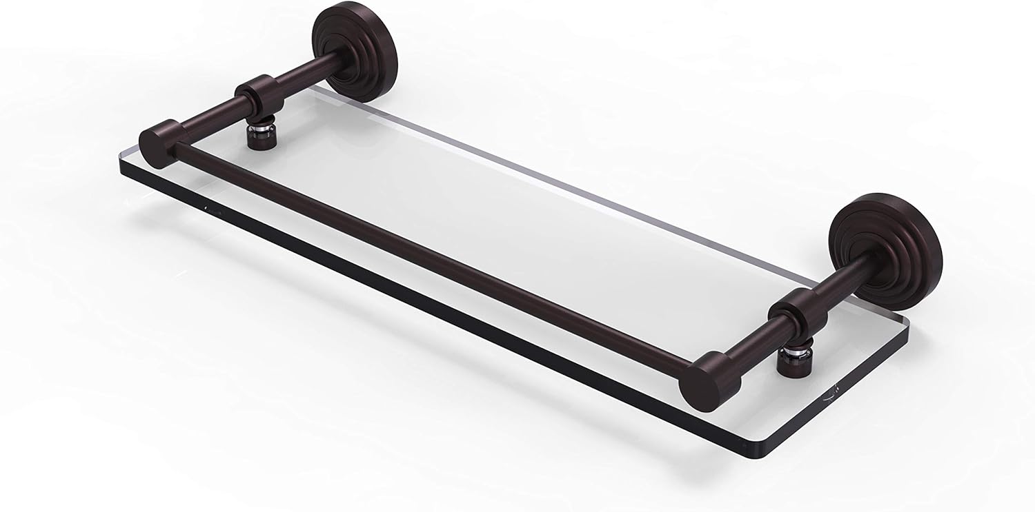 Allied Brass WP-1/16-GAL-ABZ Waverly Place 16 Inch Tempered Gallery Rail Glass Shelf, 16-Inch, Antique Bronze