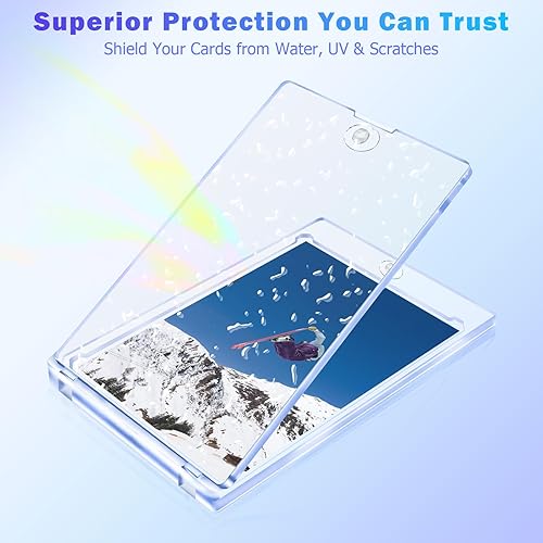 Miniatura 6 de Succwoah Tarjetero magnético de 100 quilates para tarjetas intercambiables, fundas transparentes de 35 PT, protectores de tarjetas de béisbol de