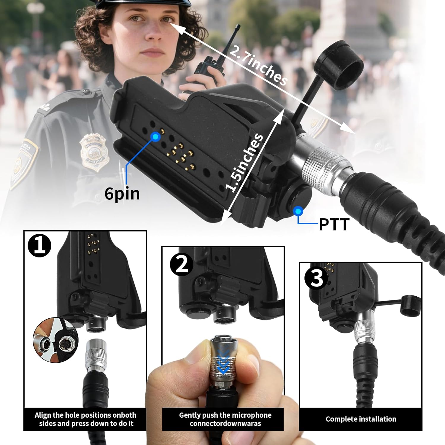 Radio Earpiece Quick Release Disconnect Hawk Lapel Microphones Triad Hdlo Mic Attachment QD 2-Wire Ear Piece Headset for Motorola XTS 2500 5000 HT 1000