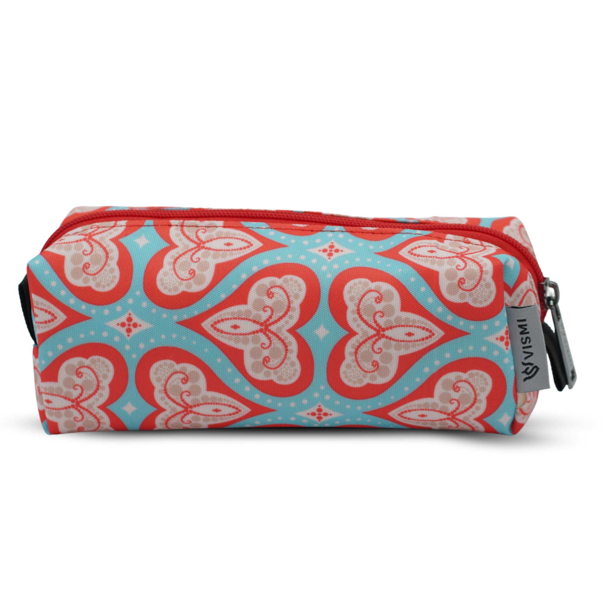 VISMIINTREND Red Hearts Printed Flat Pencil Pouch – Lightweight and Multi-Purpose Organizer for Girls & Boys, Adults-image-2