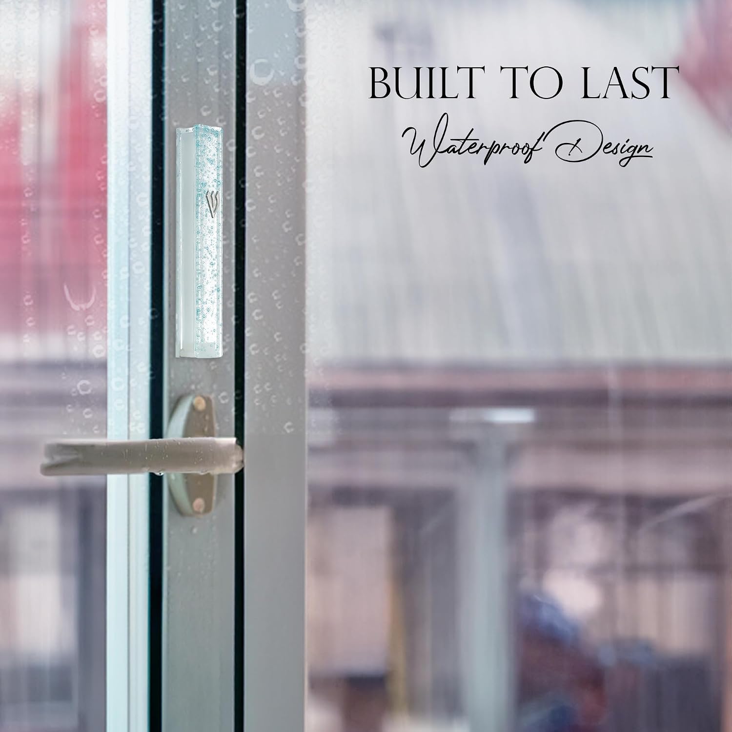 Modern Glass Mezuzah Case for Door with Non-Kosher Scroll Shatterd Glass Design Waterproof Mezuza Cover Home Blessing and Protection